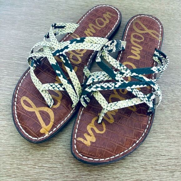 Sam Edelman Georgette Python Snake Flat Sandals 7.5 - Picture 1 of 5